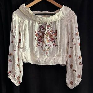 A’taid State Boho Embroidered Peasant Top
